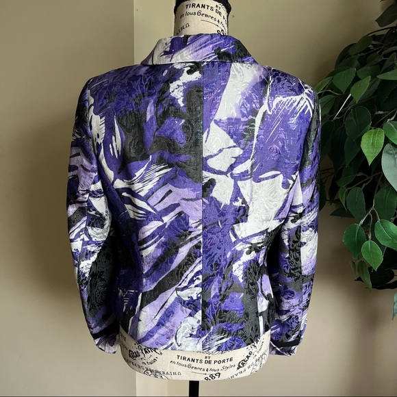Basler Vintage Shimmer Abstract Design Blazer Purple Sz 8 - Picture 11 of 16